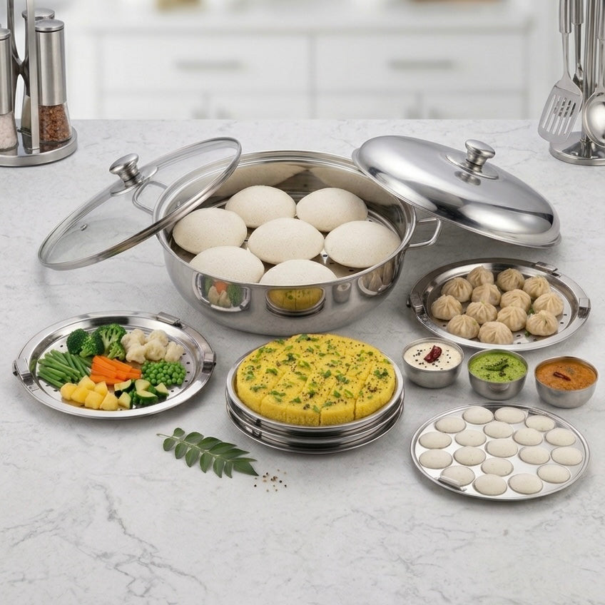 Multi Kadhai – 6 Piece All-in-One Steaming and Cooking Set