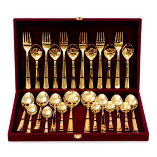 GOLD PLATED CUTLERY SET WITH VELVET BOX- SET OF 26 PCS
