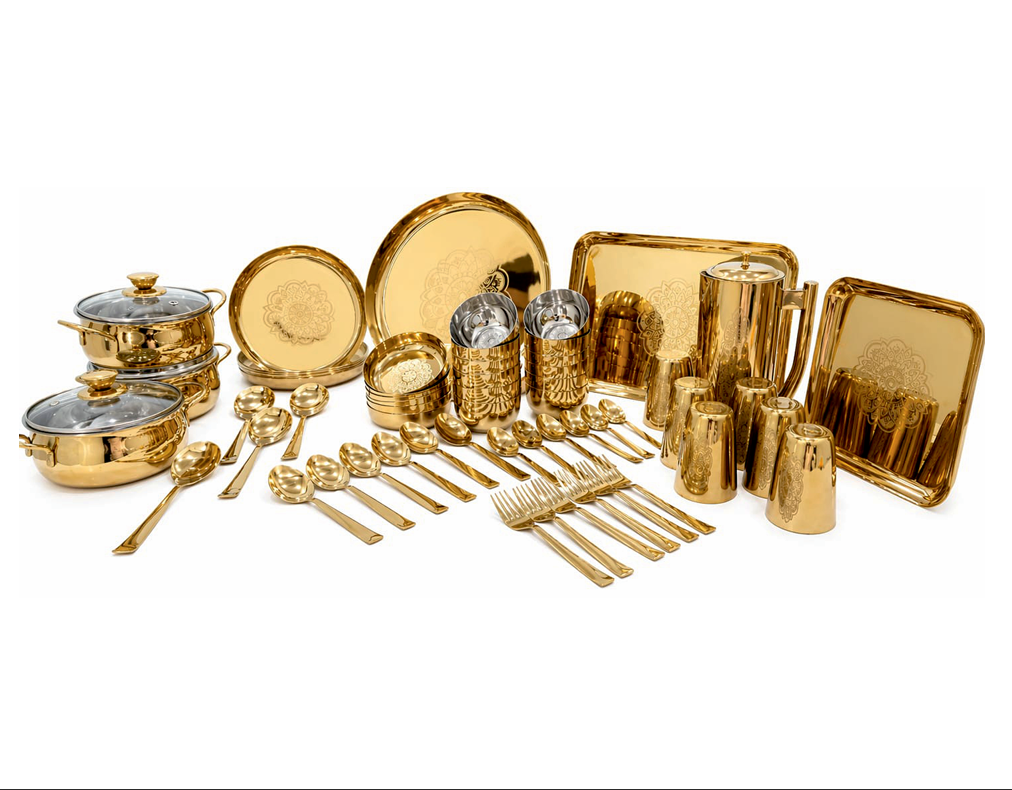 GOLD PLATED 67 PC DINNER SET