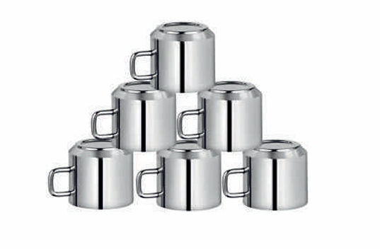 Stainless Steel Coffee Mugs- Set of 6 Mugs, 100mL each