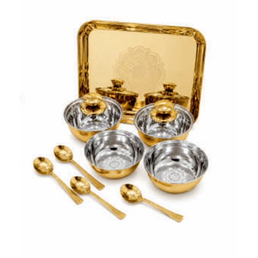 GOLD PLATED DRY FOOD BOX WITH GLASS LID, PVD cold Dry Fruit & snacks set