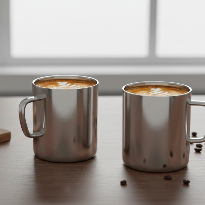 Stainless Steel Coffee Mugs- Set of 2 Mugs